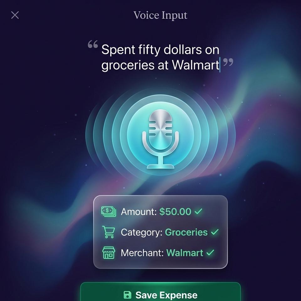 AuraSpend Voice Input Feature Mockup